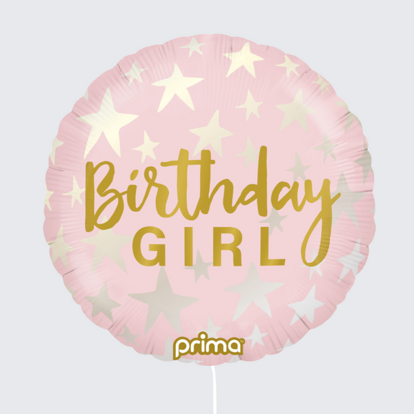 18" 'Birthday Girl' Pink Stars STANDARD FOIL BALLOON