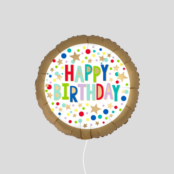 18" 'Gold Satin Marquee Dots' Standard Foil Balloon