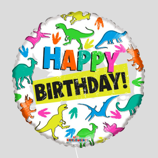 18" Happy Birthday Dino Silhouettes Standard Foil Balloon
