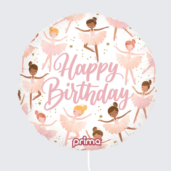 18" Happy Birthday Ballerinas STANDARD FOIL BALLOON