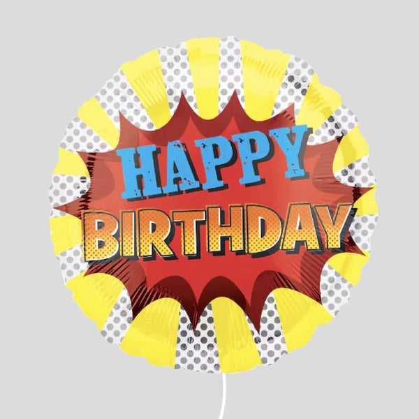 17" Superhero Happy Birthday Standard Foil Balloon