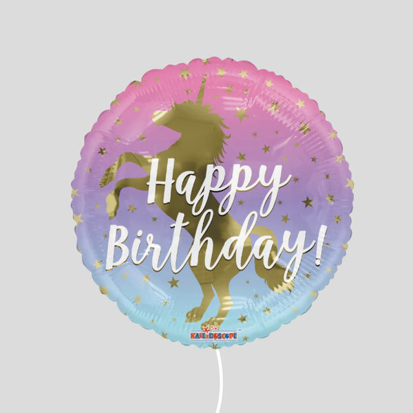 18" Happy Birthday Unicorn Silhouette Standard Foil Balloon