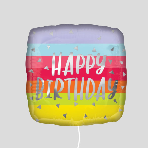 17" Bright and Bold Birthday Rainbow Standard Foil Balloon