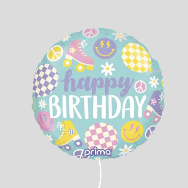 18" Love and Peace Smiley Faces Happy Birthday Standard Foil Balloon