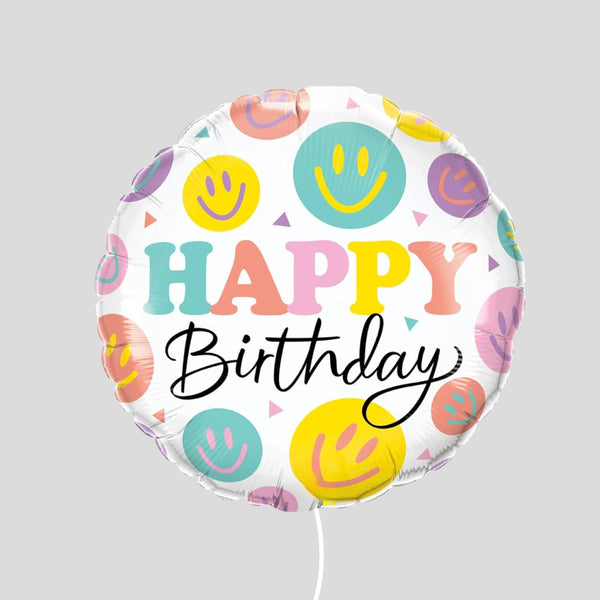 18" Smiley Faces Happy Birthday Standard Foil Balloon