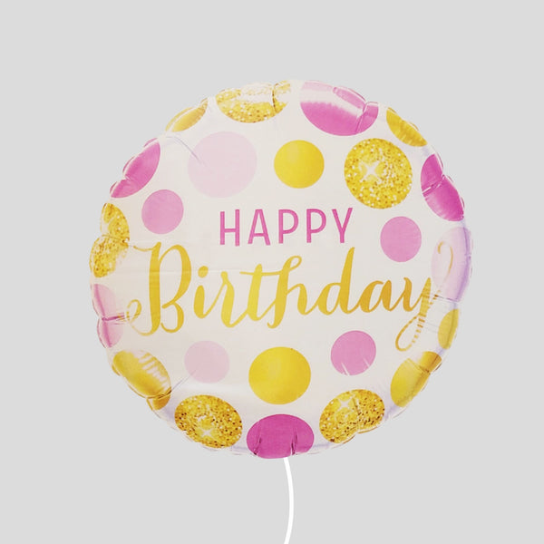 18" Pink and Gold Happy Birthday Standard Foil Balloon