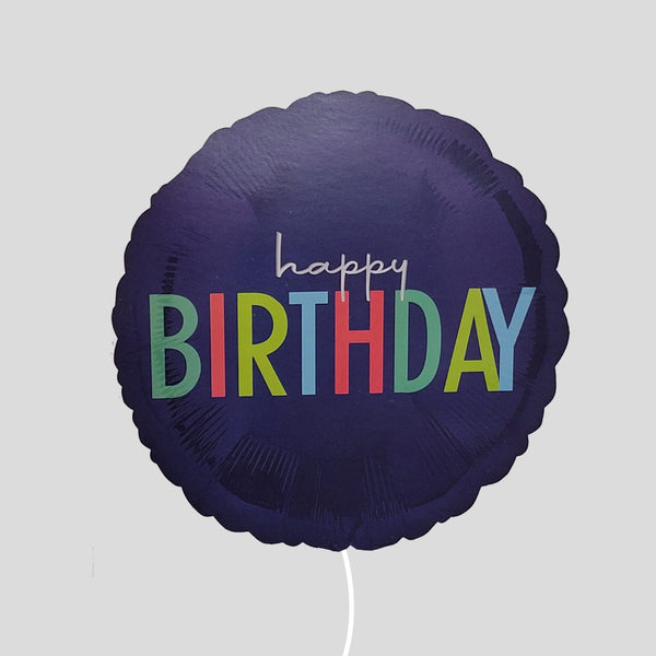 17" Dark Blue Happy BIrthday Standard Foil Balloon