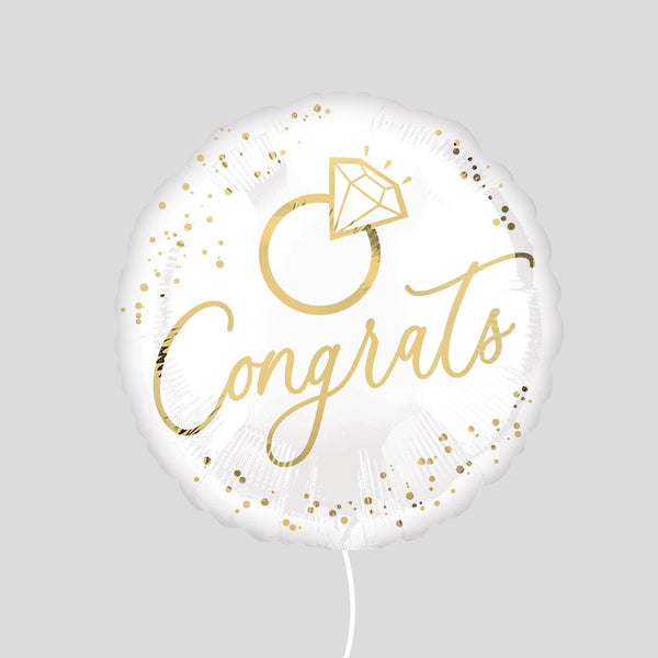 17" 'Congrats' gold ring Standard Foil Balloon