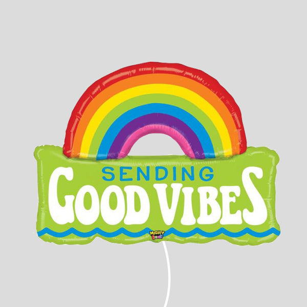 37" 'Sending Good Vibes' Rainbow Foil Balloons