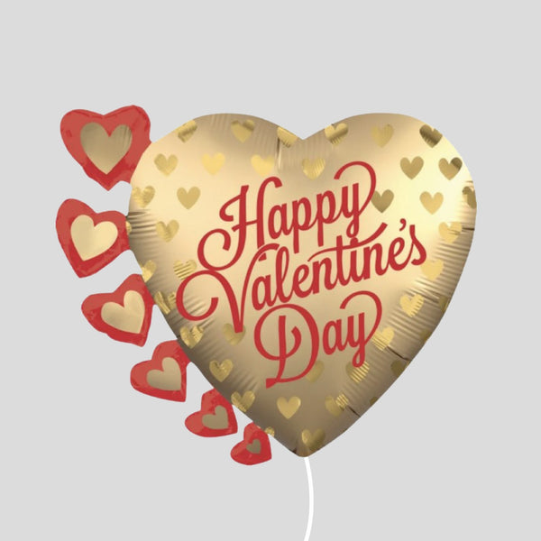 24" "Happy Valentine's Day" Gold Heart Medium Foil Balloon