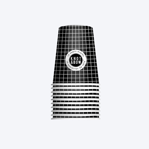 Black Grid Paper Party Cups