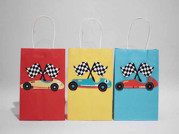 Vintage Race Car Gift Bag Stickers