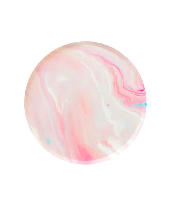 Low Rim Pink Marble Large Paper Party Plates