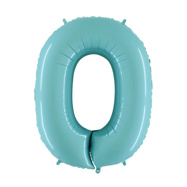 40" Number 0 Pastel Blue Foil Balloon