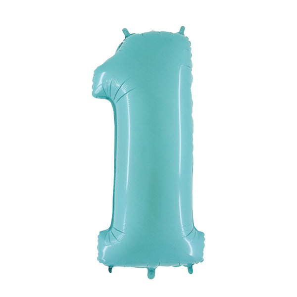 40" Number 1 Pastel Blue Foil Balloon