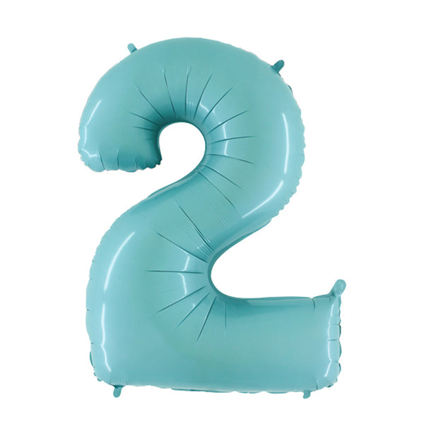 40" Number 2 Pastel Blue Foil Balloon
