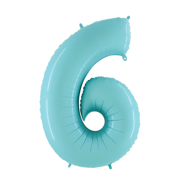 40" Number 6 Pastel Blue Foil Balloon