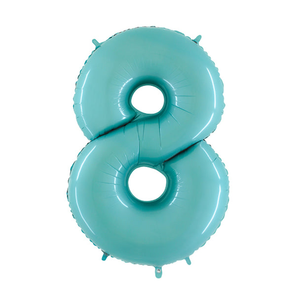 40" Number 8 Pastel Blue Foil Balloon