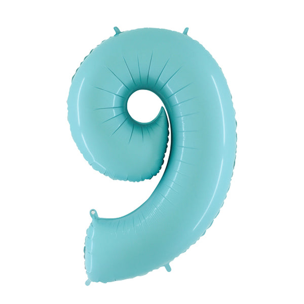 40" Number 9 Pastel Blue Foil Balloon