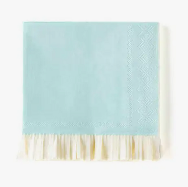 'Baby Fringed' Cocktail Napkins Blue