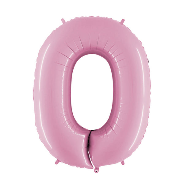 34" Number 0 Baby Pink Foil Balloon
