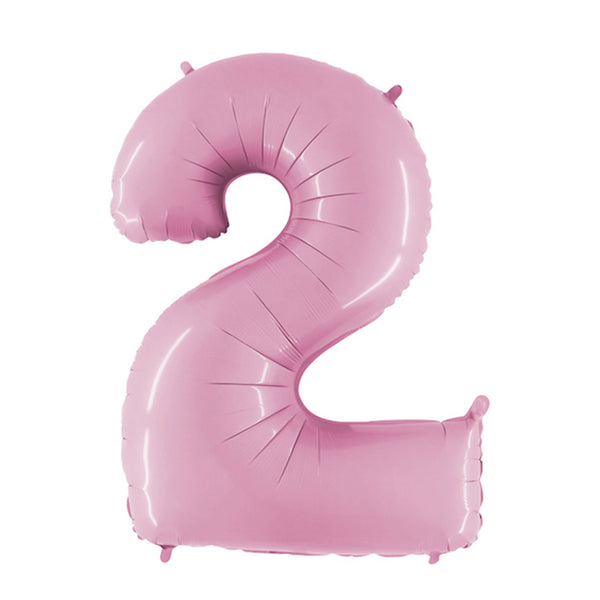 34" Number 2 Baby Pink Foil Balloon