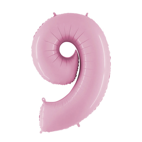 34" Number 9 Baby Pink Foil Balloon