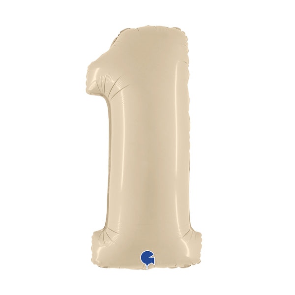40" Number 1 Satin Cream Foil Balloon