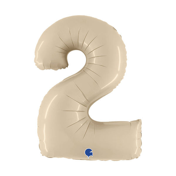 40" Number 2 Satin Cream Foil Balloon