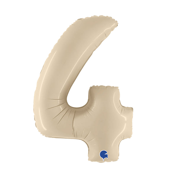 40" Number 4 Satin Cream Foil Balloon