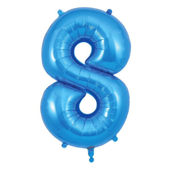 34" Number 8 Blue Oaktree Foil Balloon
