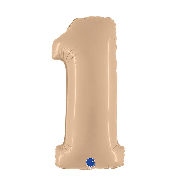 40" Number 1 Satin Nude Foil Balloon