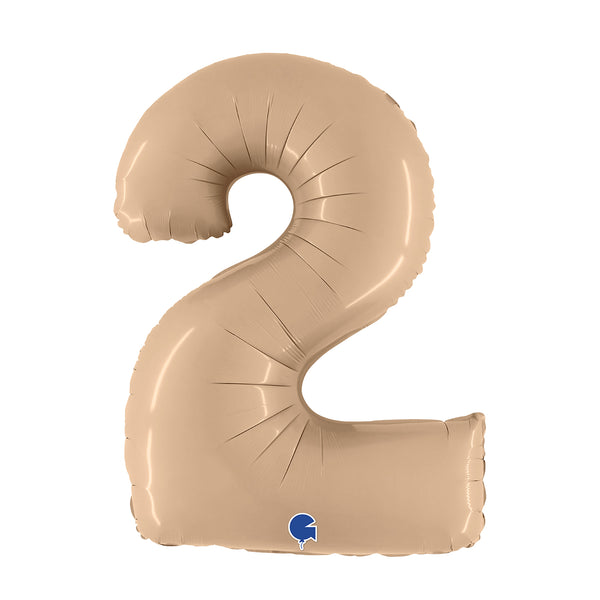 40" Number 2 Satin Nude Foil Balloon