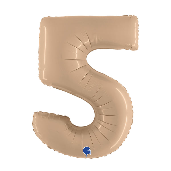 40" Number 5 Satin Nude Foil Balloon
