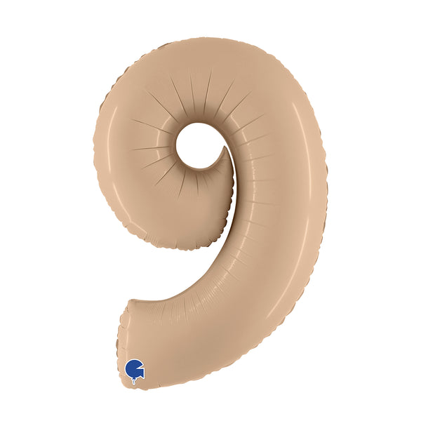 40" Number 9 Satin Nude Foil Balloon