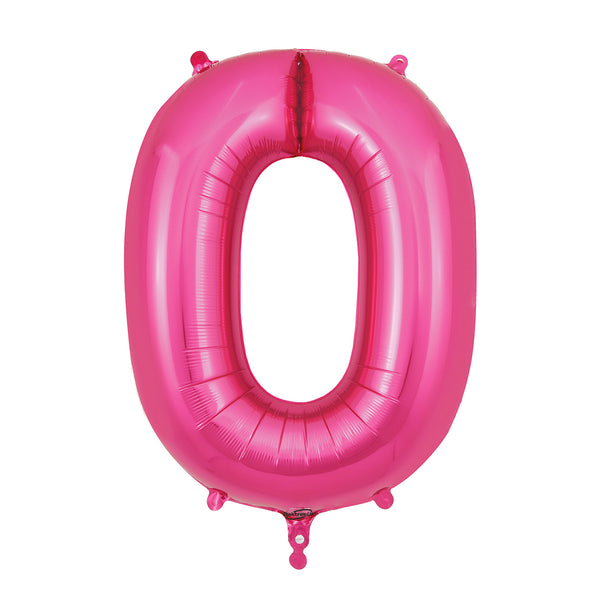 34" Number 0 Fuschia Oaktree Foil Balloon