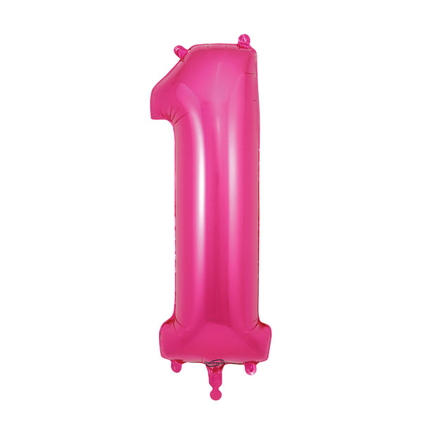 34" Number 1 Fuschia Oaktree Foil Balloon