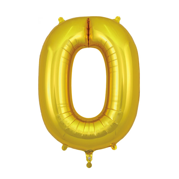 34" Number 0 Gold Oaktree Foil Balloon
