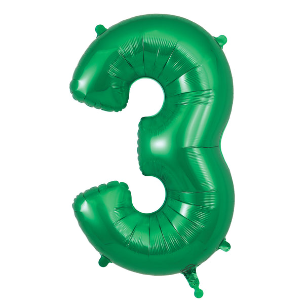 40" Number 3 Green Oaktree Foil Balloon