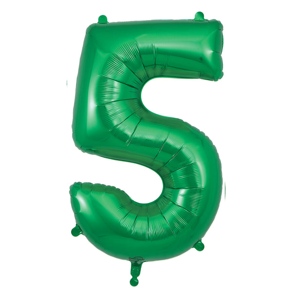 40" Number 5 Green Oaktree Foil Balloon