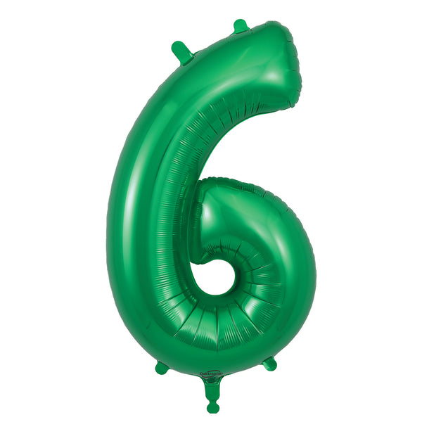 40" Number 6 Green Oaktree Foil Balloon
