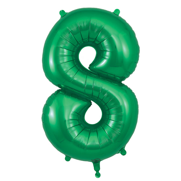 40" Number 8 Green Oaktree Foil Balloon