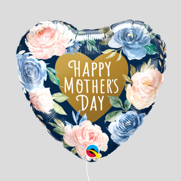 'Happy Mother's Day' Pink & Blue Roses Foil Helium Balloon Bouquet