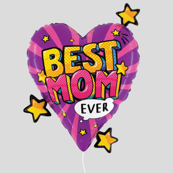 25" 'Best Mom Ever' Comic Medium Foil Helium Balloon Bouquet