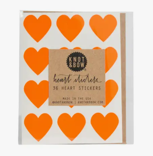 Heart Stickers - Neon Red