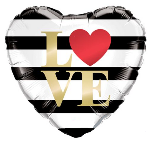 Heart Foil Balloons L(Heart)VE Horizontal Stripes