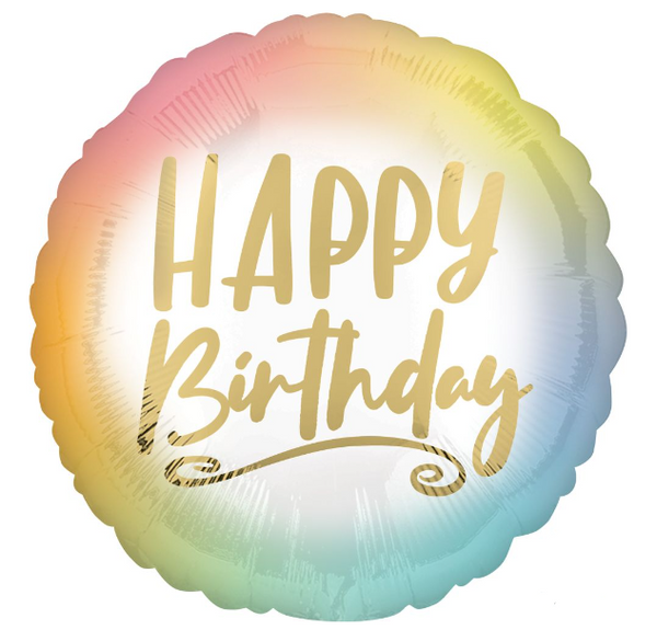 'Happy Birthday Ombre and Gold' Standard Foil Balloon