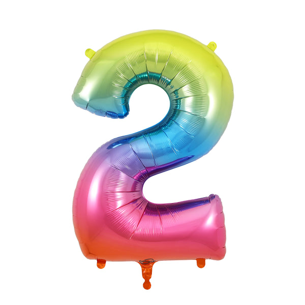 34" Number 2 Rainbow Oaktree Foil Balloon
