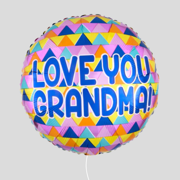 17" 'Love You Grandma' Triangles Foil Helium Balloon Bouquet
