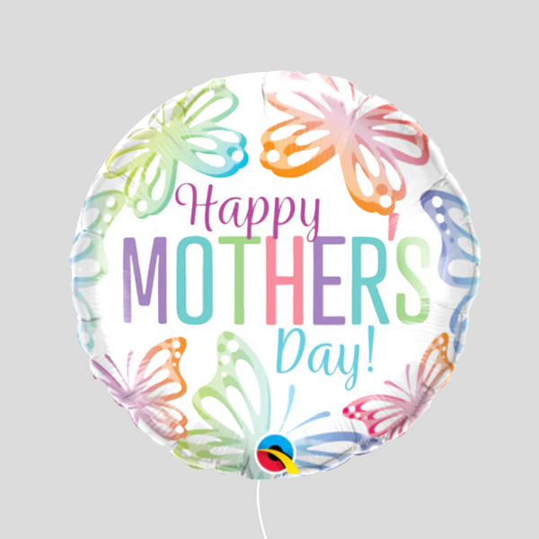 Round Foil Butterflies Helium 'Happy Mother's Day' Balloon Bouquet